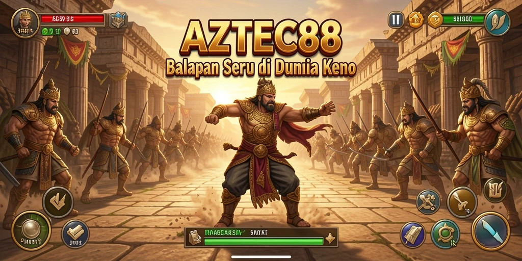 Screenshot gameplay AZTEC88 dengan balapan seru di trek Aztec.