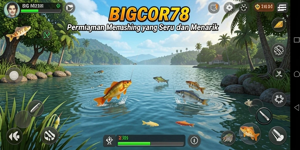 Tangkapan layar gameplay BIGCOR78 yang intens saat memancing.