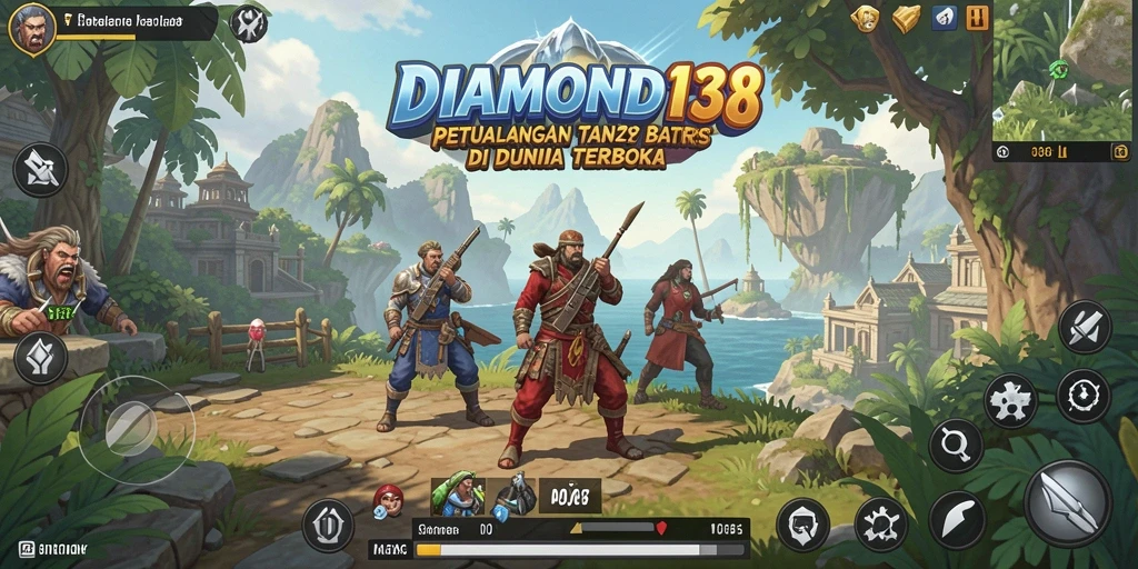 Screenshot gameplay DIAMOND138 menampilkan petualangan di dunia terbuka yang luas.