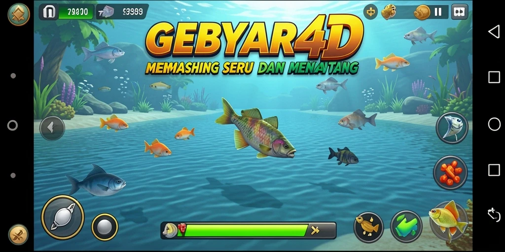 GEBYAR4D menampilkan gameplay memancing yang seru dan menantang.