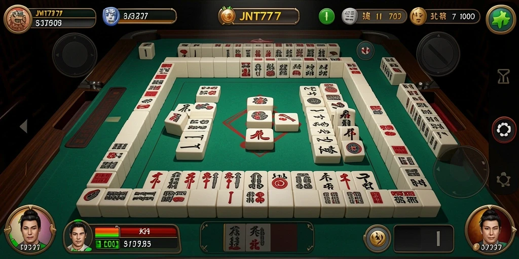 Screenshot utama JNT777 yang menunjukkan aksi seru permainan Mahjong.