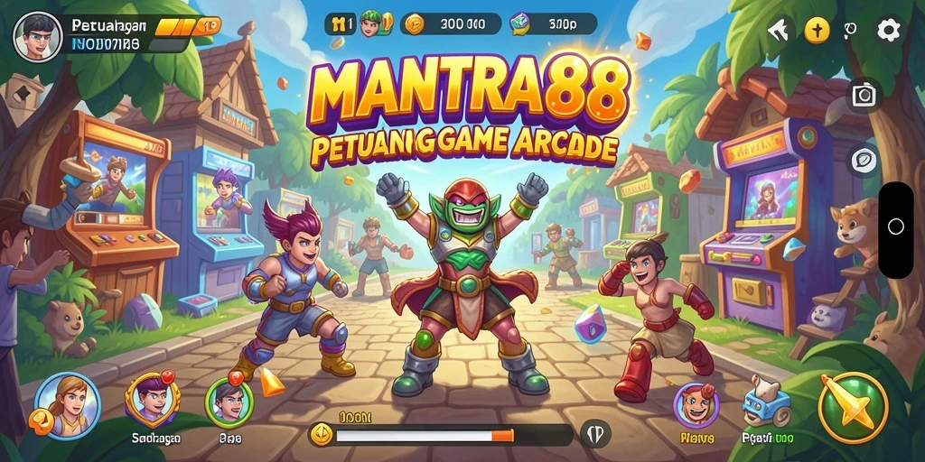 Screenshot utama MANTRA88 menampilkan aksi seru gameplay Arcade.