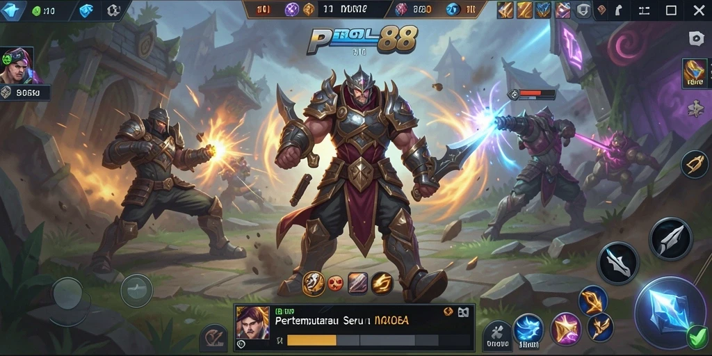 Tampilan permainan seru dalam POL88 dengan aksi MOBA yang mendebarkan.