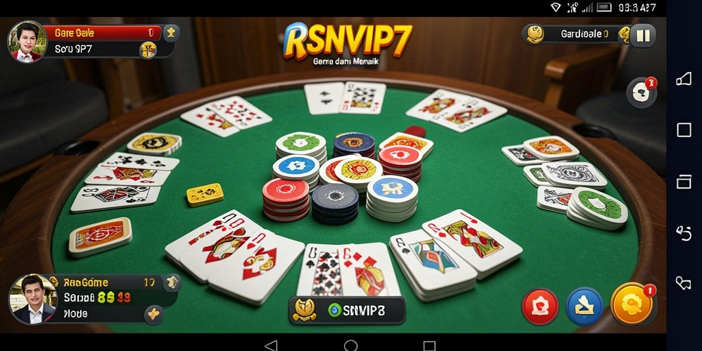 Screenshot RSNVIP7 menampilkan gameplay Gaple yang seru dan interaktif.